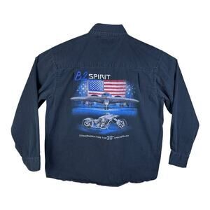 B-2 Stealth Bomber Button Up Shirt Black Size Sophos Wear Lockheed Men's Size L